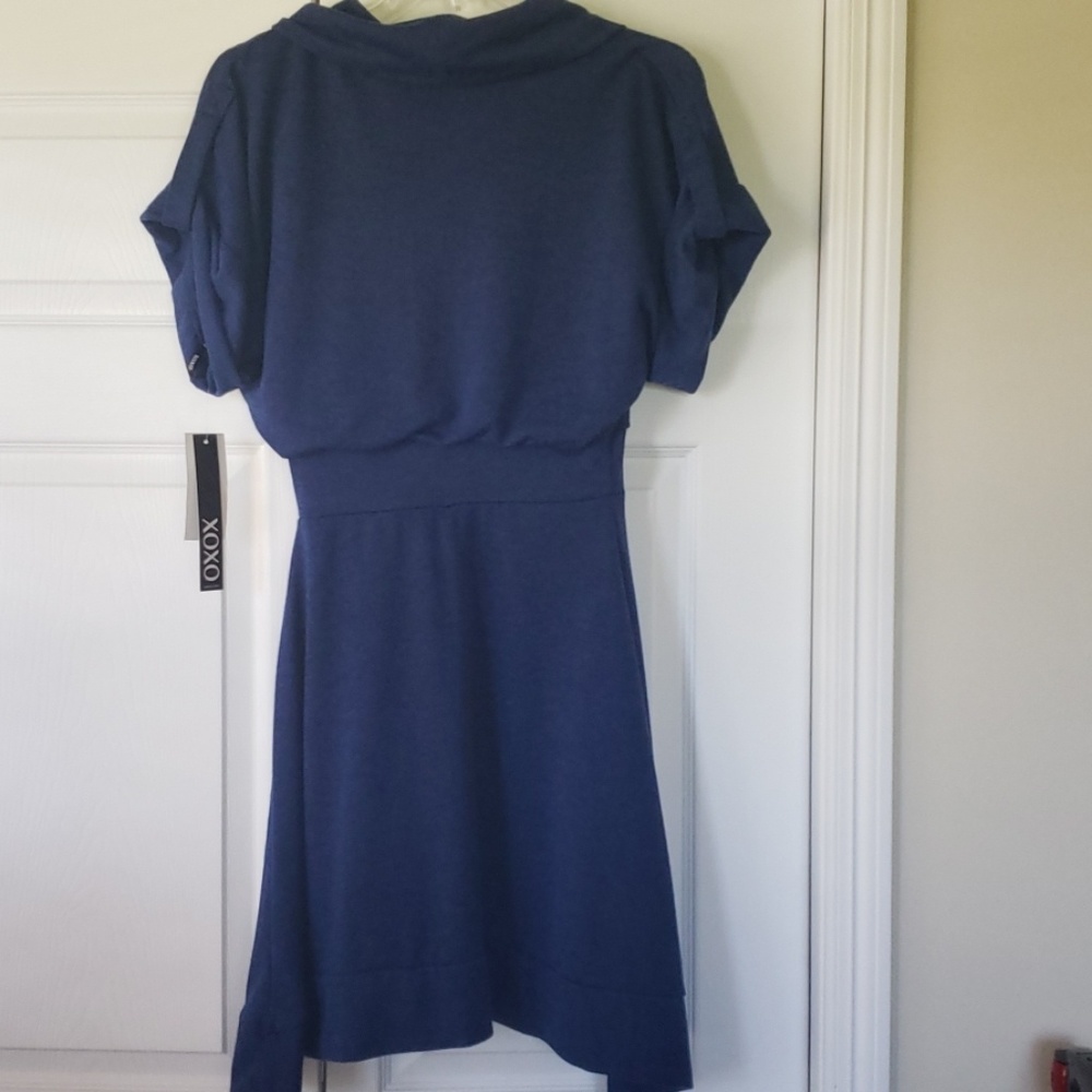 NWT XOXO Blue swoop neck knee length dress - Picture 4 of 5